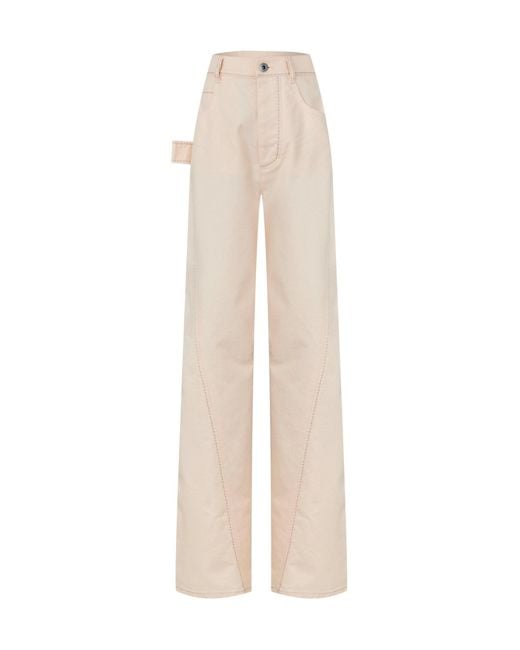 Bottega Veneta White Highwaisted Wideleg Trousers
