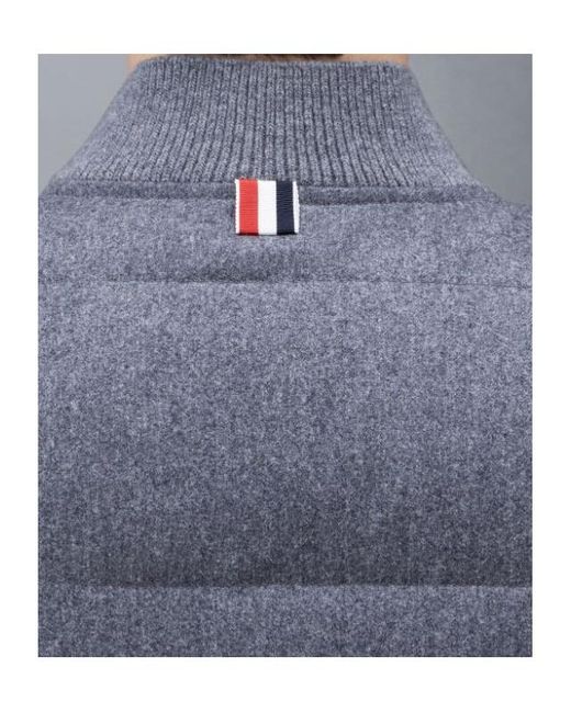 Thom Browne Blue Sleevless Down Vest for men
