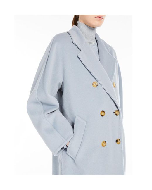 Max Mara Blue Madame Belted Long-Sleeved Coat