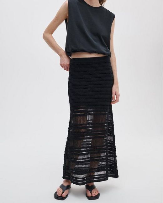 Rag & Bone Black Ribbed Midi Skirt