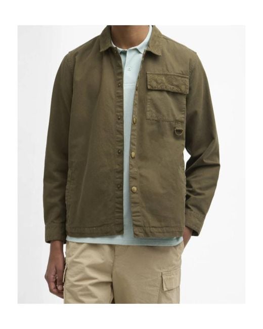 Barbour Green Corduroy-Collar D-Ring Shirt for men