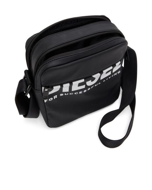 DIESEL Black Logo-Print Messenger Bag for men