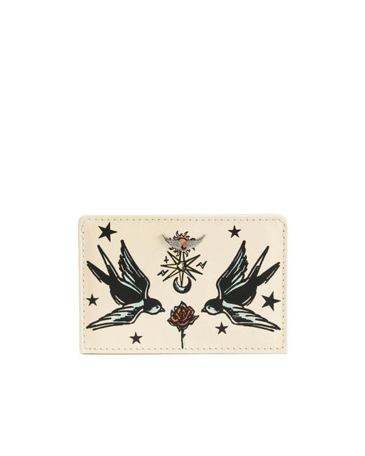 Zadig & Voltaire White Zv Pass Tattoo Card Holder