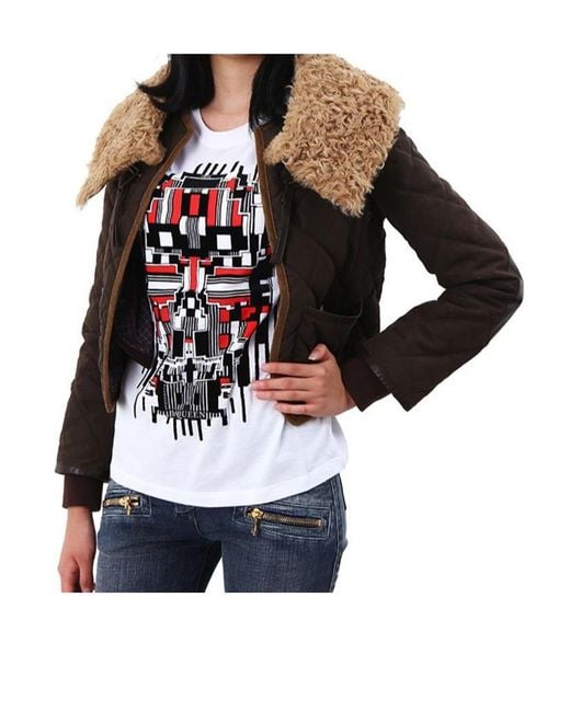 DSquared² Black Real Fur Quilted Layered Jacket