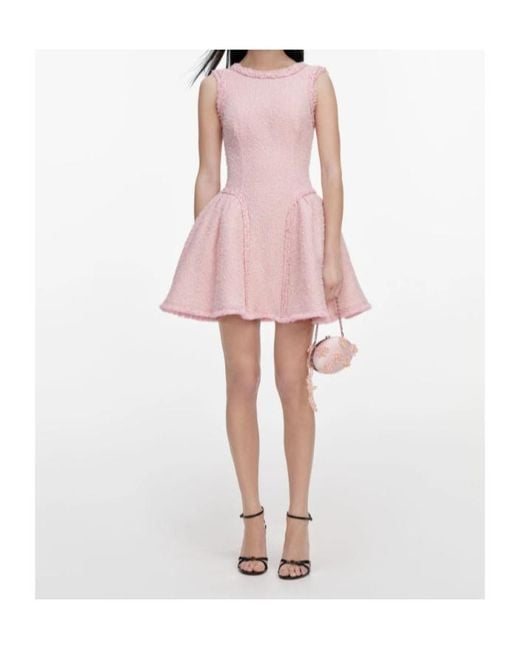 Self-Portrait Pink Textured Sleeveless Mini Dress