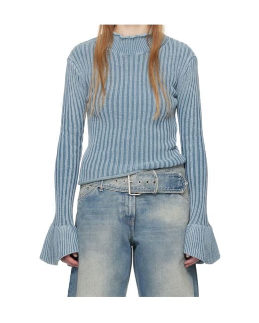 Acne Blue Ruffled Sleeved Jumper