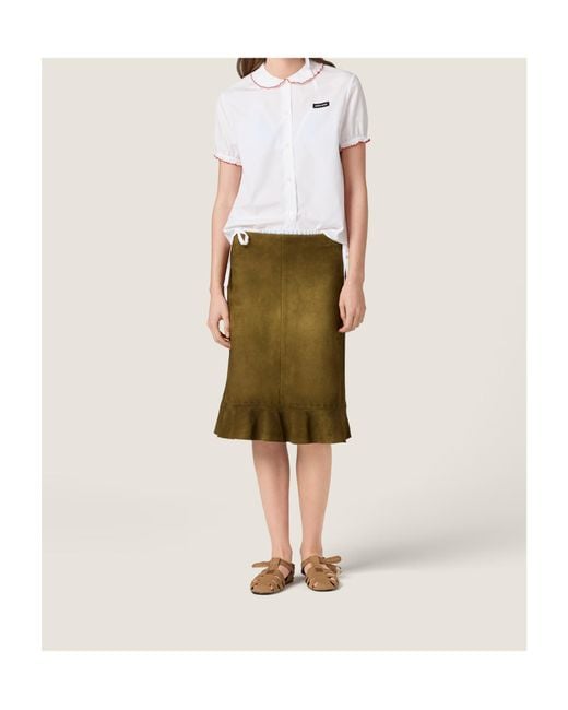 Miu Miu White Embroidered Poplin Shirt
