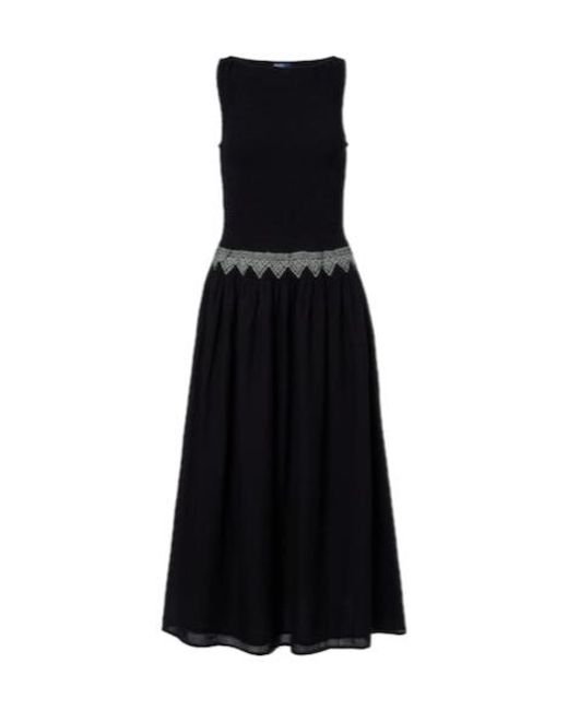 Polo Ralph Lauren Black Embroidered Cotton Voile Midi Dress