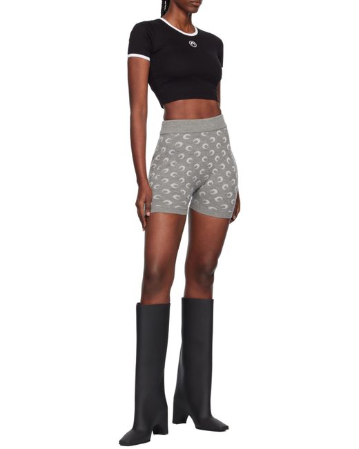 MARINE SERRE Black Moon Embroidered Crop Top