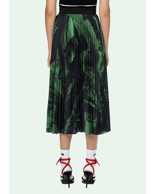 Off-White c/o Virgil Abloh Green Graphic Printed Pleated Skirt