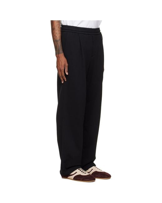 Wooyoungmi Black Pleated Drawstring-Waist Track Pants for men