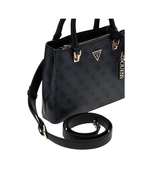 Guess Black Noelle 4G Monogram Charm Tote Bag