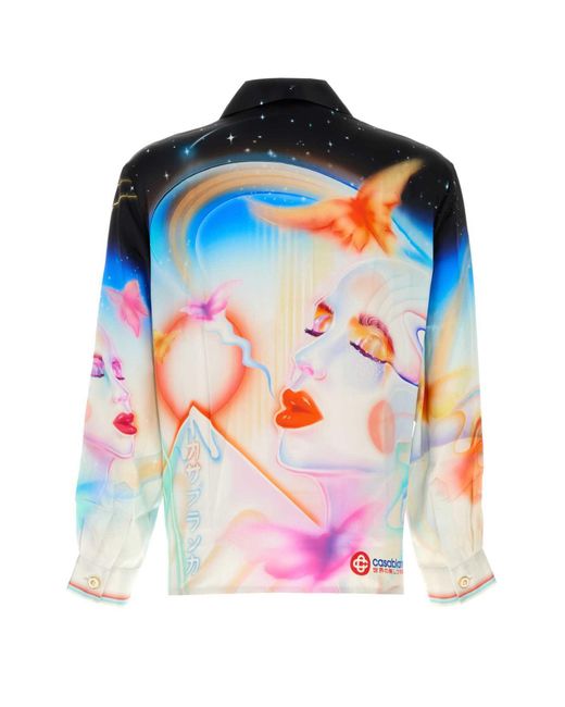 Casablanca Blue Graphic-Print Shirt for men