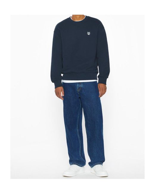 Maison Kitsuné Blue Maison Kitsuné Fox Head Crewneck Sweatshirt for men