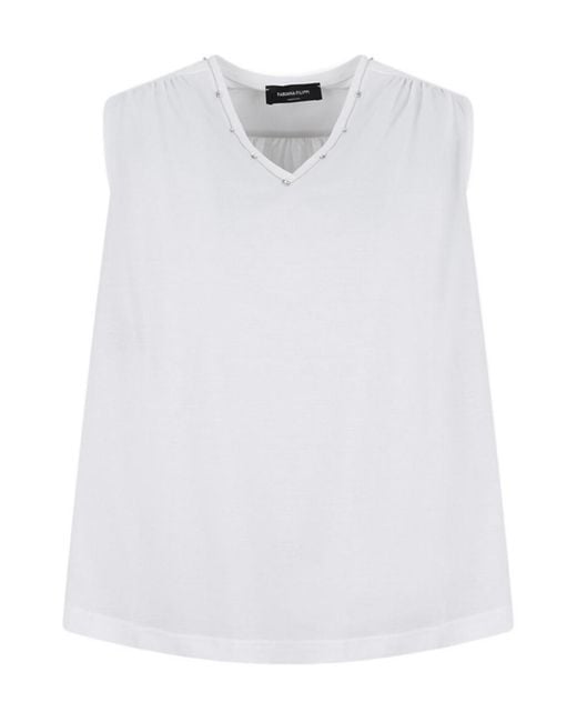 Fabiana Filippi White V-Neck Overshirt