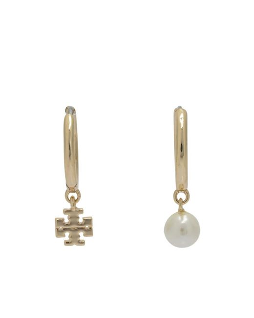 Tory Burch White Kira Hoop Earrings