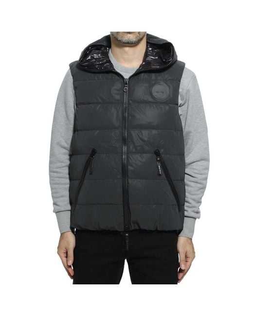 Hydrogen Black Hooded Vest Down Jacket for men