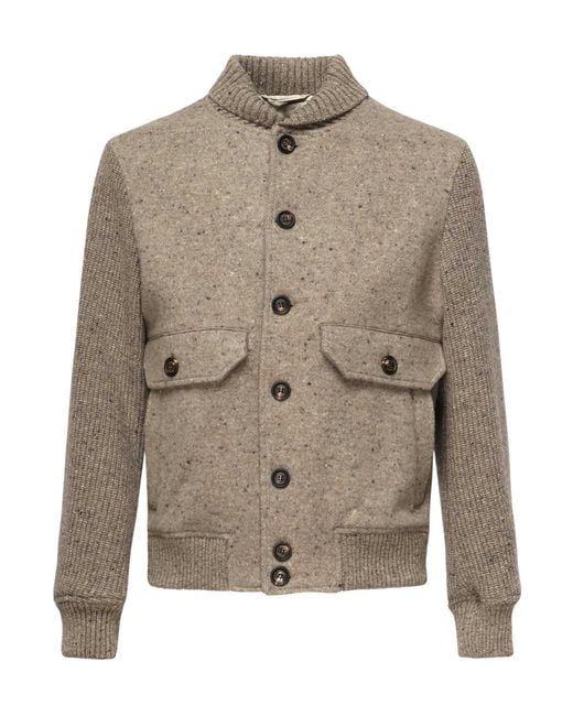 Eleventy Gray Ribbed Cuff Jacket for men