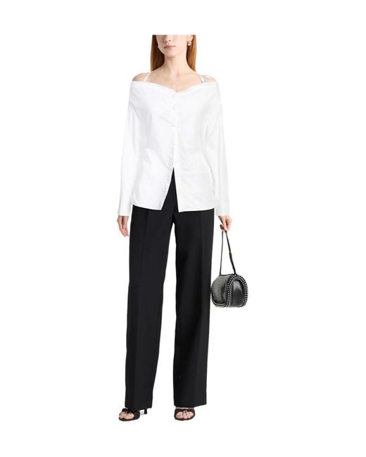 Jacquemus White Solid-Color Long-Sleeve Boat-Neck Shirt