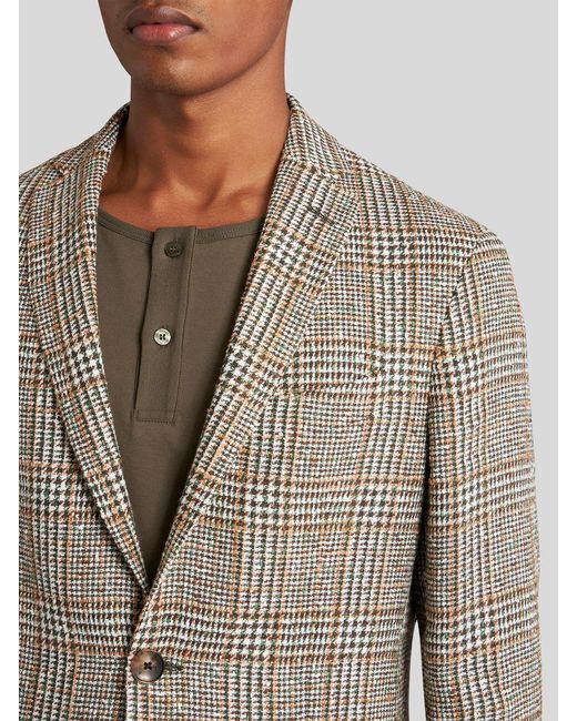 Etro Green Check Linen- And Cotton-Blend Blazer for men