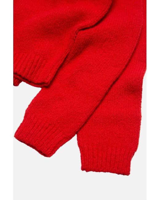 Acne Red Ribbed Knit Heart Logo Jumper