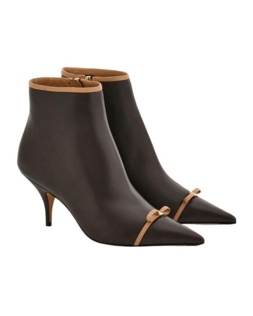 Ferragamo Brown Pointed Ankle Boot With Mini Bow Detail