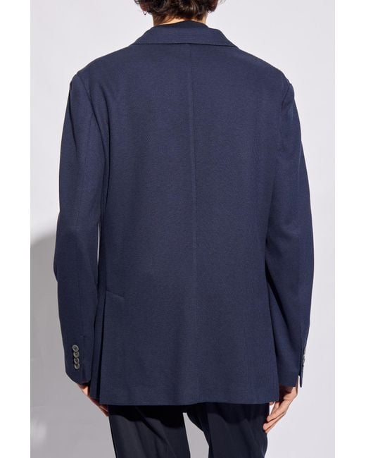 Brioni Blue Patch-Pocket Jersey Blazer for men