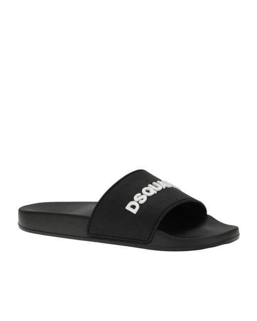 DSquared² Black Logo-Detailed Open-Toe Slides for men