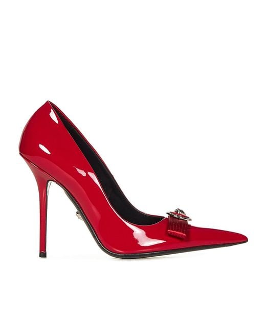 Versace Red Gianni Pointed-Toe Pumps