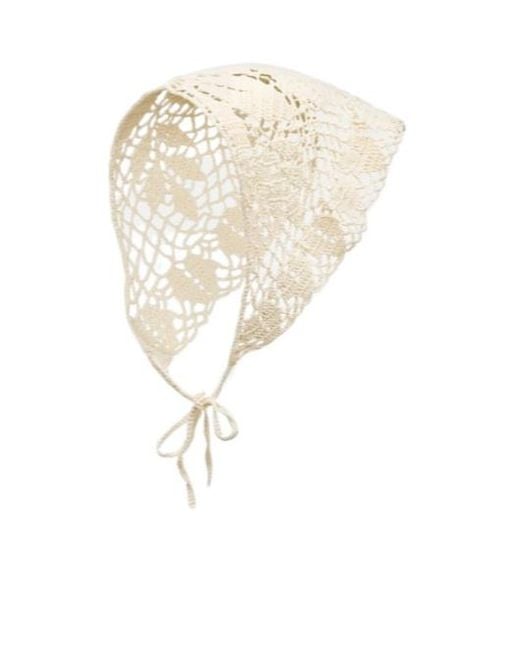 Magda Butrym White Crochet Cotton Scarf