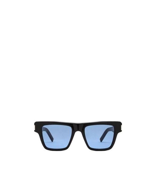 Saint Laurent Blue Eyewear Square Frame Sunglasses for men