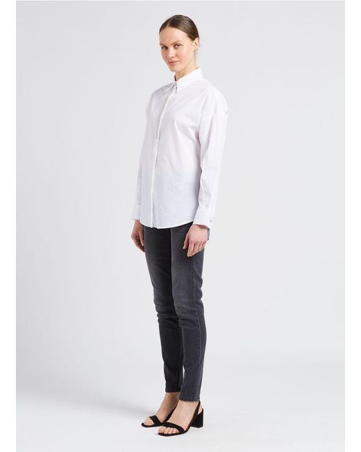 Liu Jo White Long-Sleeved Lapel Shirt