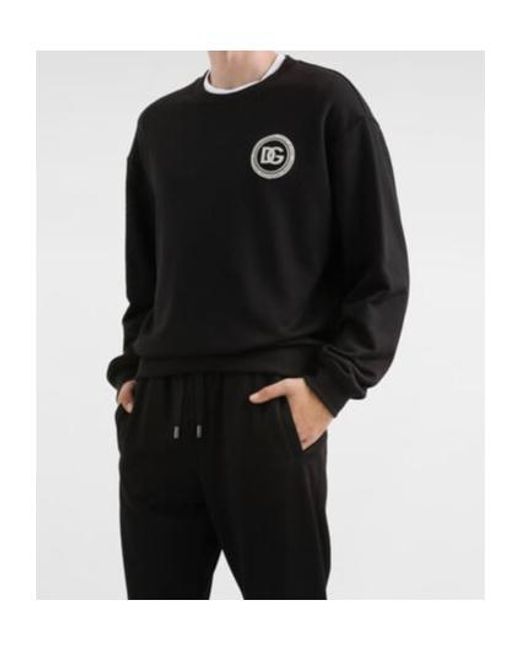Dolce & Gabbana Black Cotton Logo-Patch Sweatshirt for men