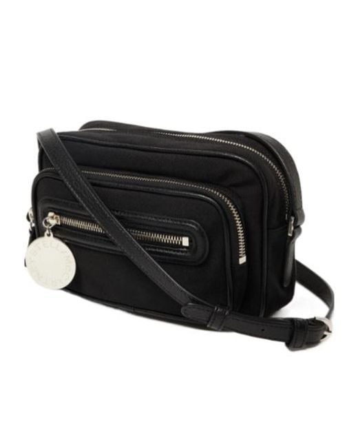 Stella McCartney Black Logo-Plaque Zipped Crossbody Bag