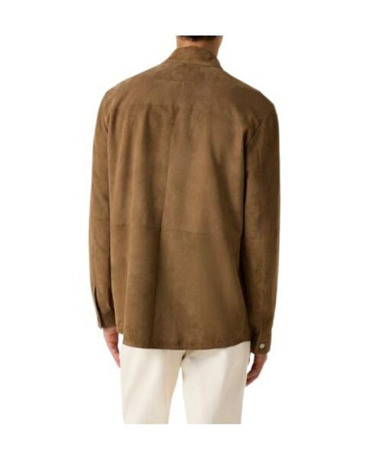 Canali Green Solid Suede Overshirt for men