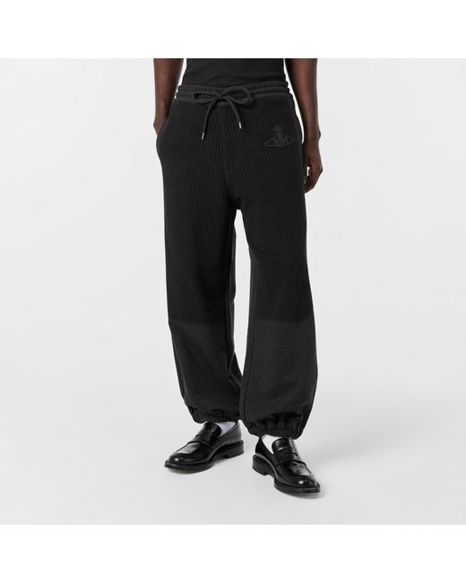 Vivienne Westwood Black Fleece-Lined Cuffed Jogger Sports Pants for men