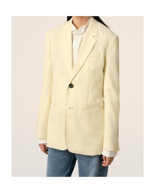 AMI Natural Single-Breasted Long-Sleeved Blazer