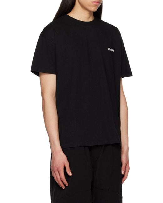 we11done Black Logo-Print Cotton T-Shirt for men