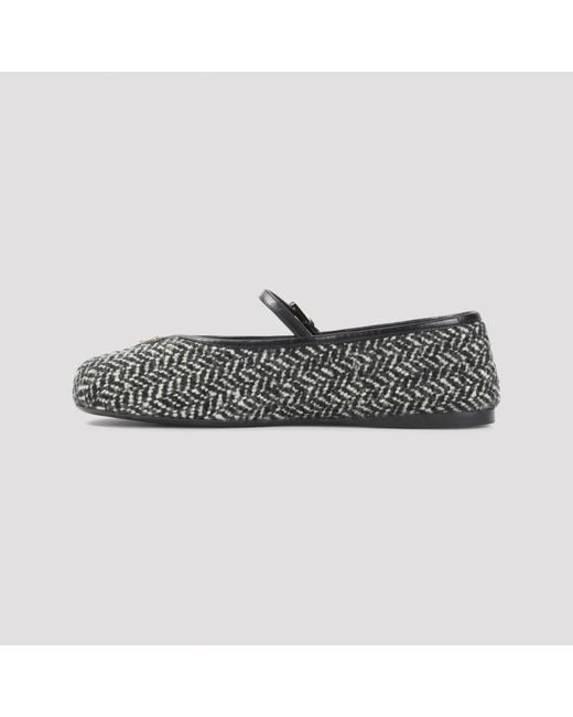 Prada Gray Round-Toed Ballet Shoes