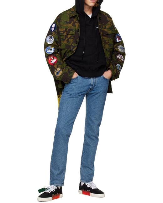 Off-White c/o Virgil Abloh Blue Logo-Print Straight-Leg Jeans for men