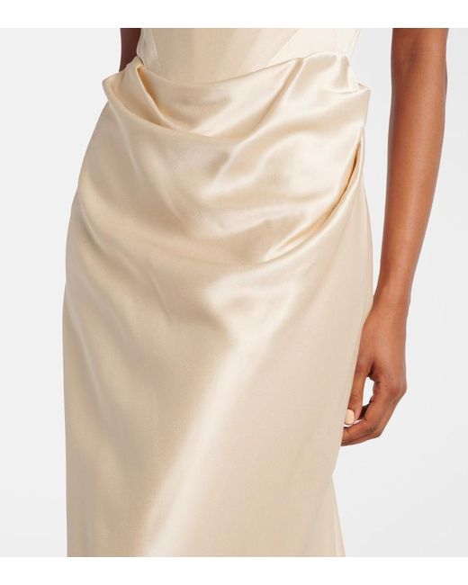 Vivienne Westwood White Galaxy Draped Crêpe Satin Bustier Gown