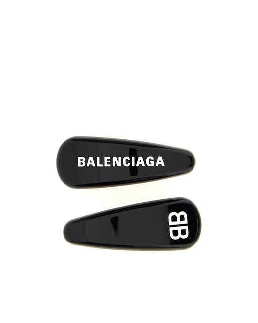Balenciaga Black Logo Detailed Two Hair Clips