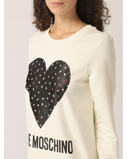 Moschino White Logo-Print Sweatshirt Dress