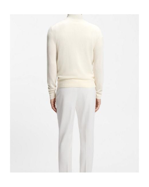 Boss White Zip-Up Sweater for men