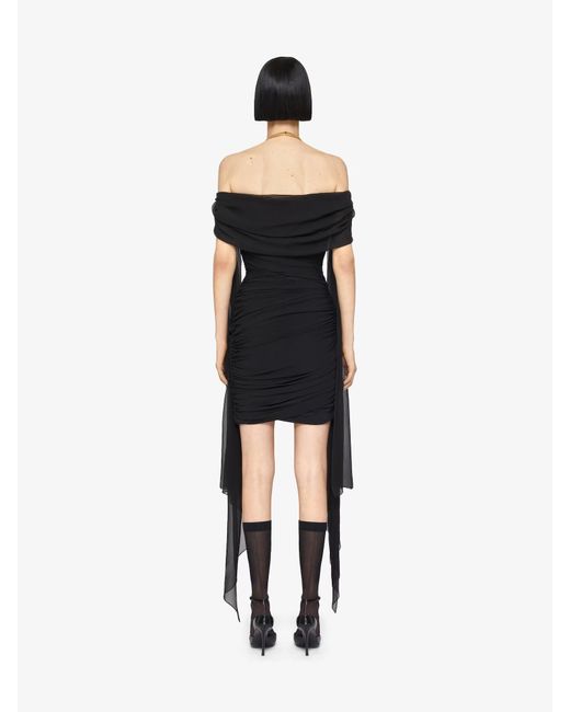 Givenchy Black Off-Shoulder Draped Mini Dress