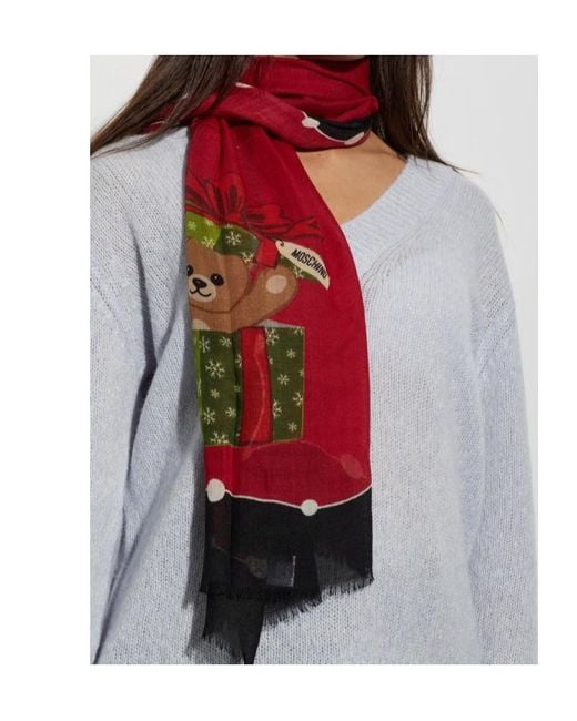 Moschino Red Patterned Scarf for men