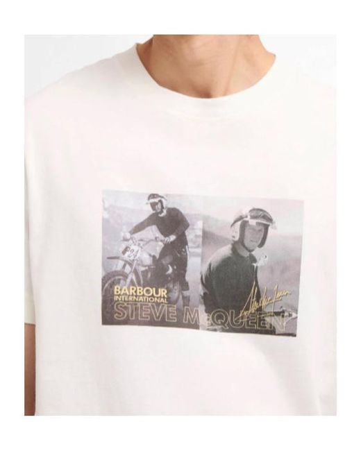 Barbour White Crew Neck T-Shirt for men