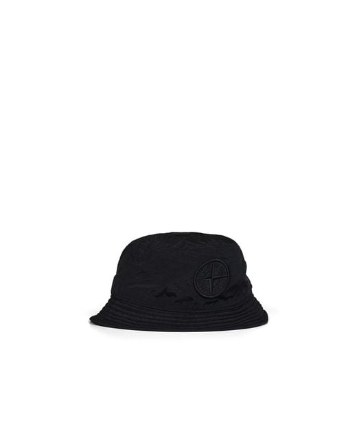 Stone Island Black Logo-Patch Bucket Hat for men