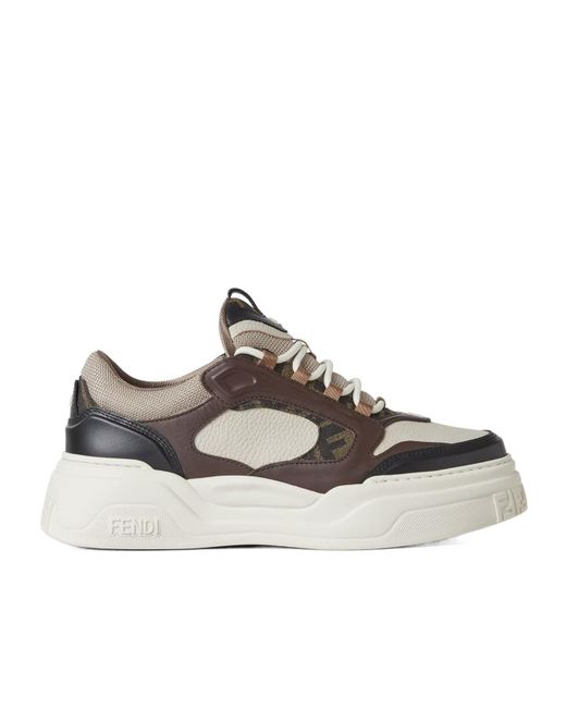 Fendi Gray Force Lace-Up Sneakers for men