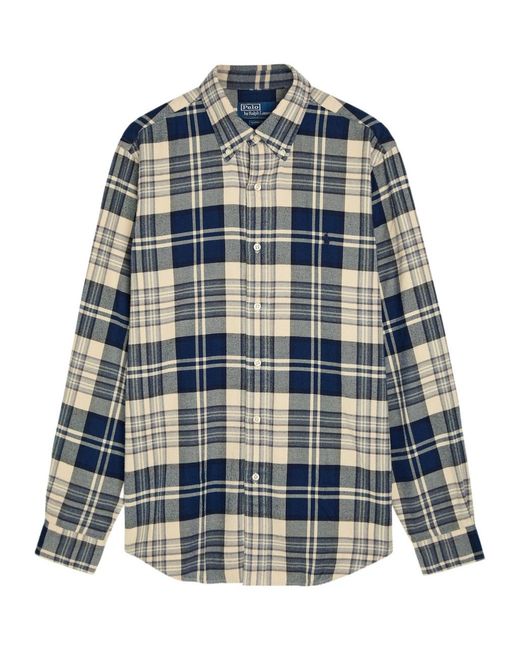 Polo Ralph Lauren Blue Plaid Flannel Shirt for men